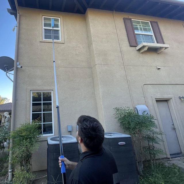 Alt view image 6 of 7 - 30 Foot High Ceiling Fan, Cobweb Duster with 6-24ft Extension Pole | Extendable, Reusable Feather, Window Cleaning Squeegee Kit