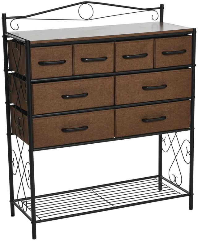 Main image of Walnut Iron 8-Drawer Sideboard with Mid-Century Detailing