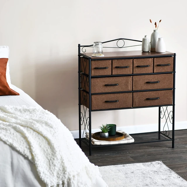 Alt view image 2 of 7 - Walnut Iron 8-Drawer Sideboard with Mid-Century Detailing