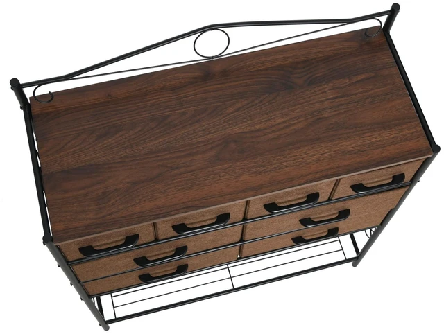 Alt view image 6 of 7 - Walnut Iron 8-Drawer Sideboard with Mid-Century Detailing