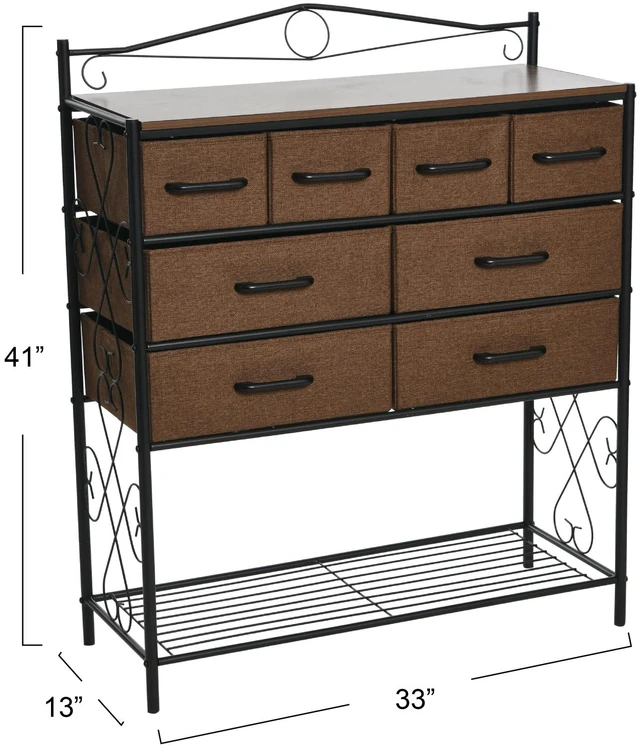 Alt view image 7 of 7 - Walnut Iron 8-Drawer Sideboard with Mid-Century Detailing