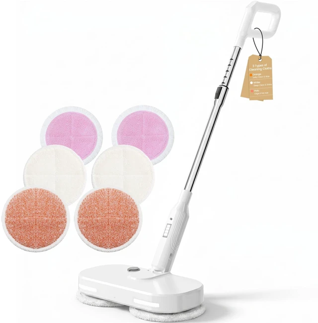 Main image of Rechargeable Cordless Electric Spin mop (White) | Large Water Tank, Extended Battery Runtime, LED Headlight for Dark Corners, Balanced Weight & Optimized Spin Speed