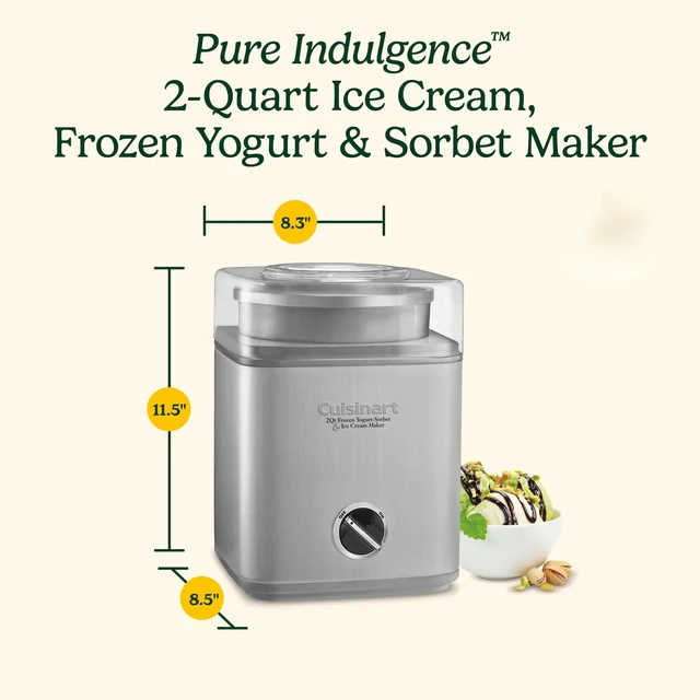 Alt view image 6 of 6 - Ice Cream Maker Machine, Fully Automatic, 2 qt, ICE-30BCP1ES | Stainless steel ice cream machine & frozen yogurt machine with mix-in spout, 2x insulated bowl, recipe book for custom treats