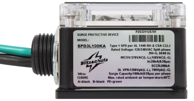 Alt view image 7 of 7 - Whole House Surge Protector,HVAC Surge Protector, 200K Amps(SCCR),100KA(Surge Capacity per Phase),Single-Phase(or Split Phase),3-Wire for 120/240V