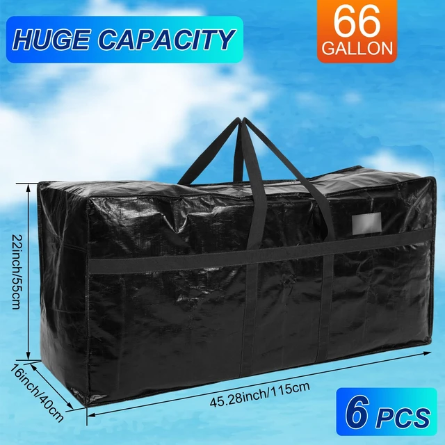 Alt view image 2 of 7 - 8 Pcs 66 Gallon Extra Large Moving Bags Heavy Duty Storage Bag | with Strong Zipper Handle Foldable XXL Jumbo Storage Tote Packing Moving Box for College Dorm Travel Cloth Duffle (Black)