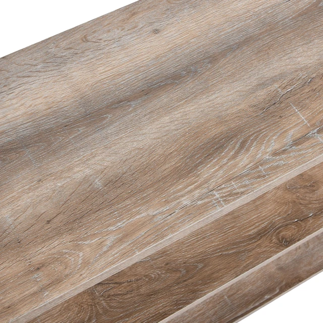 Alt view image 5 of 6 - Jamestown Wide 3 Shelf Open Storage Bookshelf Coastal Oak Rustic Wood Grain and White Metal