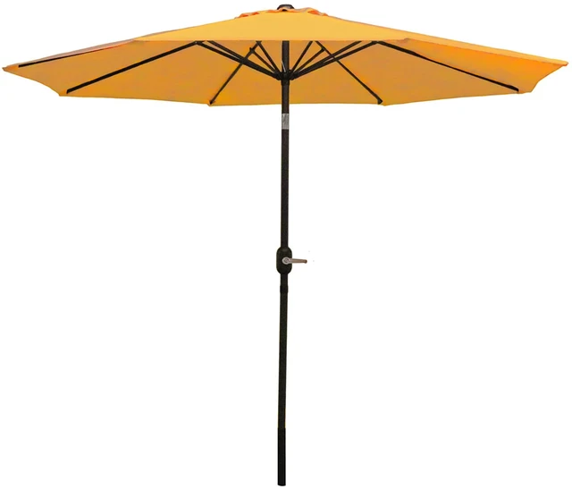 Main image of Sunnydaze Outdoor Patio Umbrella with Tilt & Crank, Gold, 9ft | Powder-Coated Aluminum Pole, Wind & Weather Resistant, Vented Large Outdoor Umbrella for Patio or Pool, Table Market Umbrella