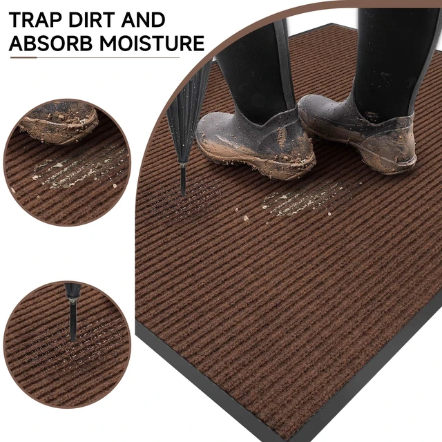 Alt view image 3 of 7 - Front Door Mat, Heavy Duty Indoor Outdoor Doormat, 72" x 36" Low Profile Outdoor Mats for Home Entrance, Stain and Fade Resistant Welcome Mat Ideal for High Traffic Area, Brown