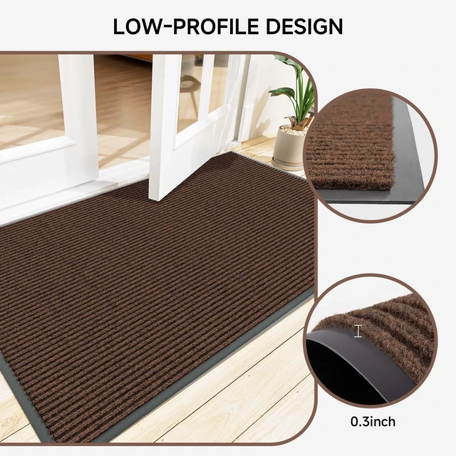 Alt view image 5 of 7 - Front Door Mat, Heavy Duty Indoor Outdoor Doormat, 72" x 36" Low Profile Outdoor Mats for Home Entrance, Stain and Fade Resistant Welcome Mat Ideal for High Traffic Area, Brown
