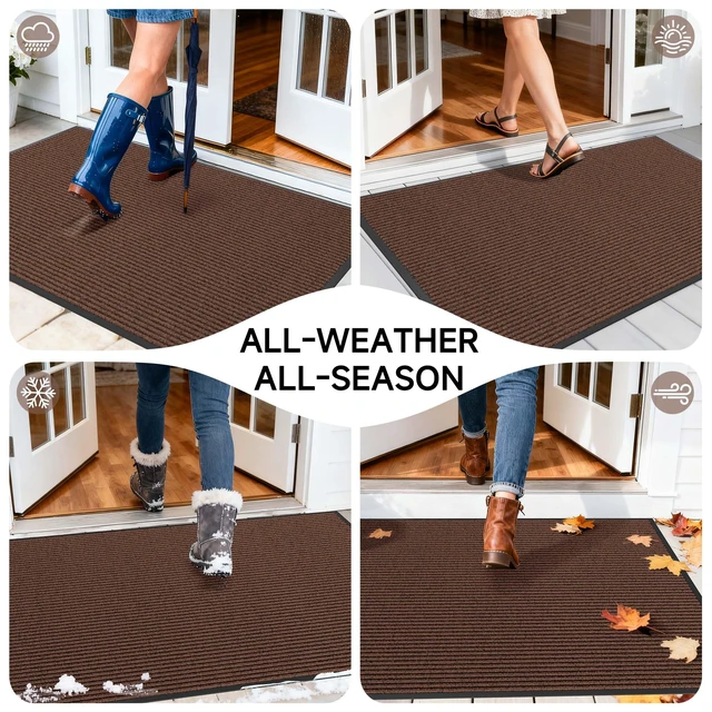 Alt view image 7 of 7 - Front Door Mat, Heavy Duty Indoor Outdoor Doormat, 72" x 36" Low Profile Outdoor Mats for Home Entrance, Stain and Fade Resistant Welcome Mat Ideal for High Traffic Area, Brown