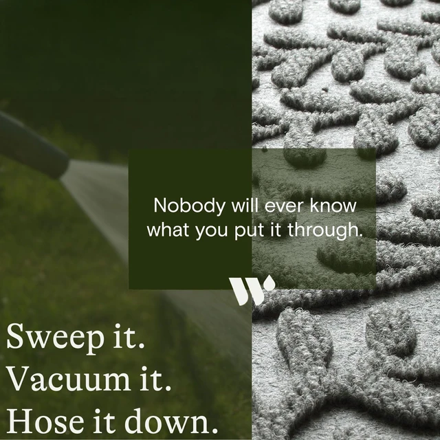 Alt view image 7 of 7 - Boxwood Front Door Mat Indoor Outdoor Entrance, All-Weather Mats | Heavy Duty Outdoor Doormats, Non-Slip Rubber Backing, Dirt & Moisture Trapper, Low Profile, Made in USA, 22"x59", Medium Grey