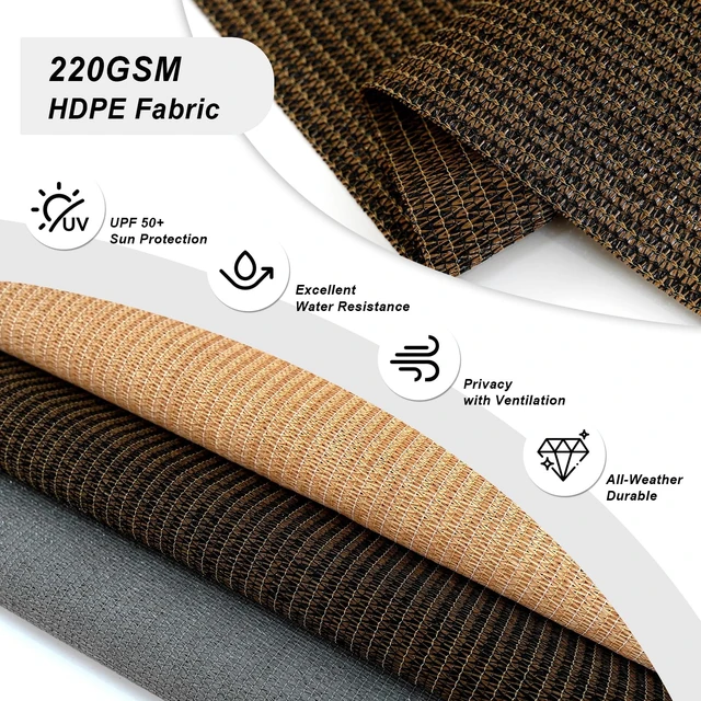 Alt view image 2 of 7 - Outdoor Cordless Roller Shades, 8' W x 8' H, Mocha | Splicing Design, Exterior Roll Up Blind for Patio, Gazebo, Balcony & Backyard, Two-Section Poles with One-Piece Fabric