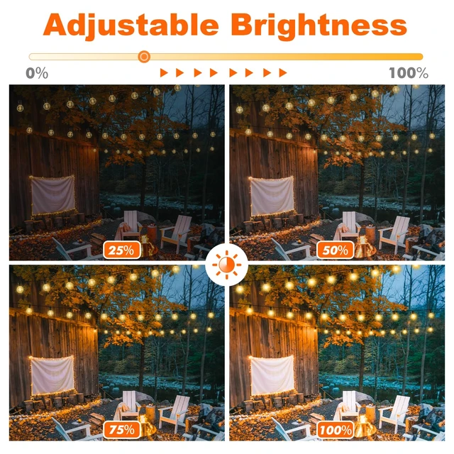 Alt view image 3 of 7 - 200FT LED Outdoor String Lights with Dimmable 3 Color Lights with Remote | String Light for Outside, G40 Globe Waterproof Patio Lights with 100 Shatterproof Bulbs for Party Backyard BBQ House Camping