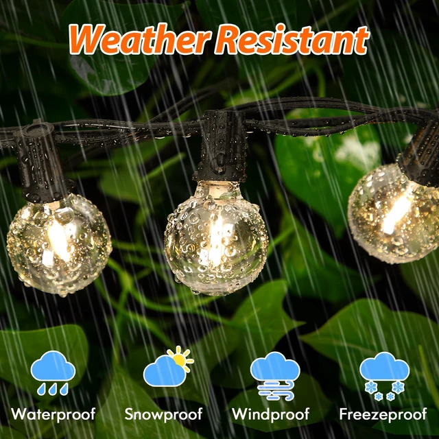 Alt view image 5 of 7 - 200FT LED Outdoor String Lights with Dimmable 3 Color Lights with Remote | String Light for Outside, G40 Globe Waterproof Patio Lights with 100 Shatterproof Bulbs for Party Backyard BBQ House Camping