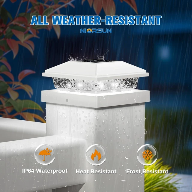 Alt view image 2 of 6 - Solar Post Cap Lights,4x4 Post Solar Light,Cool White,20 Pack White | Fence Post Solar Lights for 4x4 Post Caps Wood Vinyl &5x5 Vinyl Post,IP64 Waterproof Solar Post Lights Outdoor for Deck