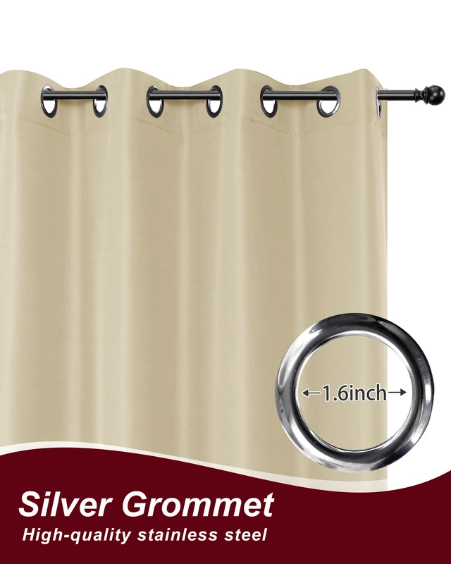 Alt view image 2 of 7 - Grommet Outdoor Curtains for Patio Waterproof 8 Pcs 54x108 In Cream | Weatherproof Balcony Outside Curtains, Poolside Privacy Blind Shade For Apartments, Gazebo, Pergolas, Porch