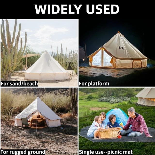 Alt view image 6 of 6 - B5PRO Bell Tent Footprint, 6m/20ft | Waterproof, Floor Protector, Round Tarp, Groundsheet for Yurt, Camping Glamping Accessories, Black