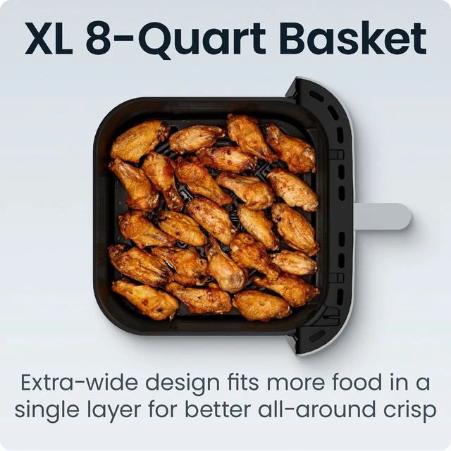 Alt view image 6 of 7 - Crispinator Air Fryer 6-in-1 with 8 Qt capacity, 450°F Max Temp with TurboFry Pro Technology for Fast and Even Results, Viewing Window, Nonstick Ceramic Basket