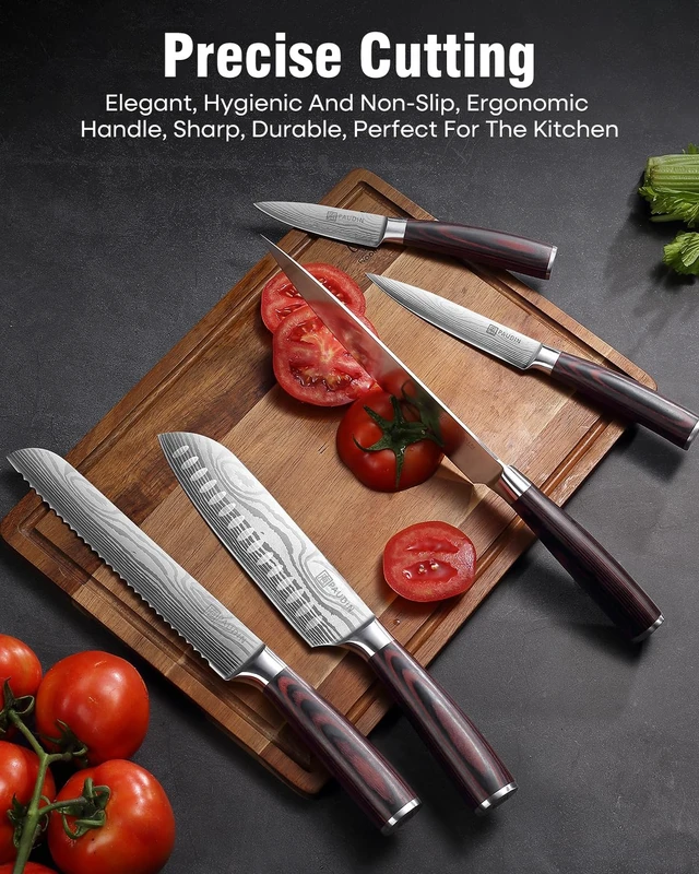 Alt view image 4 of 7 - 5-Piece Chef Knife Set, Ultra Sharp Kitchen Knives | High-Carbon Stainless Steel Kitchen Knife Set, Ergonomic Handle, Ideal Gift for Home and Restaurant Cooking