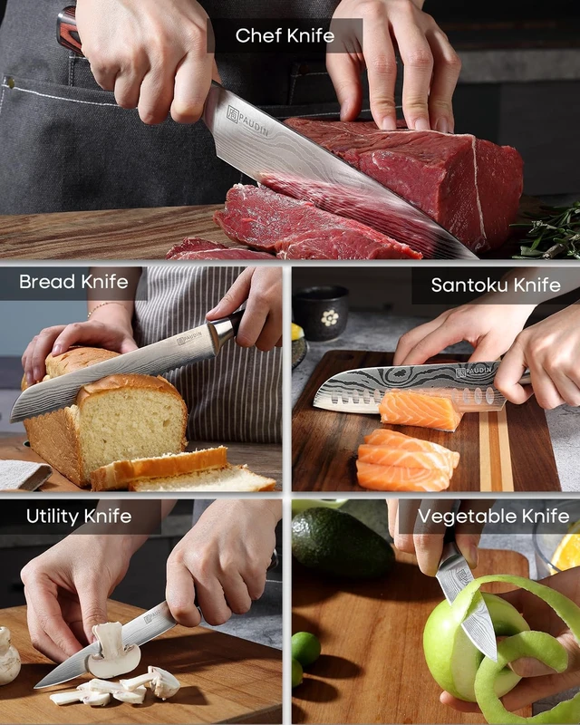 Alt view image 6 of 7 - 5-Piece Chef Knife Set, Ultra Sharp Kitchen Knives | High-Carbon Stainless Steel Kitchen Knife Set, Ergonomic Handle, Ideal Gift for Home and Restaurant Cooking