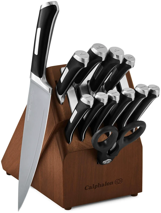 Main image of Kitchen Knife Set with Self-Sharpening Block, 13-Piece NonStick Knives