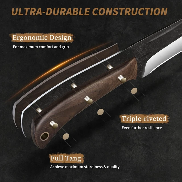 Alt view image 4 of 7 - Butcher Knife Set 3PCS, Sharp Fillet & Utility & Paring Knife Set | Hand Forged Kitchen Knife Set, Upgraded High Carbon Stainless Steel Meat Cutting for Home, Outdoor, Gift for Men