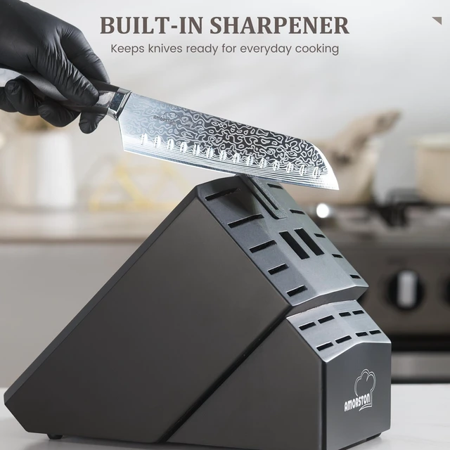 Alt view image 6 of 7 - 22 Pieces Knife Block Set with Built-in Sharpener | Built-in Sharpener Block, Dishwasher Safe, High Carbon German Stainless Steel, Laser-engrave, Kitchen Weddings Birthdays Gift