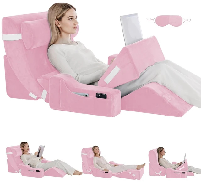 Main image of Wedge Pillow Set for After Surgery,Pink,9PCS-23.2" | Orthopedic Bed Wedge Pillow Set for Sleeping,Post Surgery & Pain Relief,Multiple Piece Wedge Pillows for Reading ,Acid Reflux