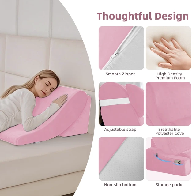 Alt view image 6 of 7 - Wedge Pillow Set for After Surgery,Pink,9PCS-23.2" | Orthopedic Bed Wedge Pillow Set for Sleeping,Post Surgery & Pain Relief,Multiple Piece Wedge Pillows for Reading ,Acid Reflux