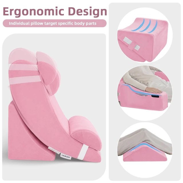 Alt view image 7 of 7 - Wedge Pillow Set for After Surgery,Pink,9PCS-23.2" | Orthopedic Bed Wedge Pillow Set for Sleeping,Post Surgery & Pain Relief,Multiple Piece Wedge Pillows for Reading ,Acid Reflux