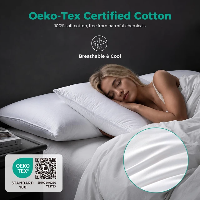 Alt view image 4 of 7 - Adjustable Layer Goose Feather Pillow,Assemblable Bed Pillow,100% Soft Cotton Cover,Good for Side and Back Stomach Sleeper, Standard/Queen Size,Packaging Include 2 Pillows.