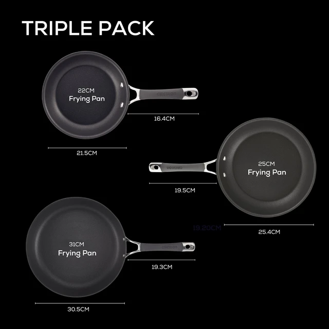 Alt view image 2 of 7 - Radiance Hard Anodized Nonstick Frying Pan Set, 3-Piece, Gray | Nonstick frying pan set - 8.5", 10" & 12.25" pans, oven safe 400°F, dishwasher safe, dual-riveted stainless steel handles