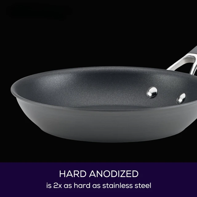 Alt view image 4 of 7 - Radiance Hard Anodized Nonstick Frying Pan Set, 3-Piece, Gray | Nonstick frying pan set - 8.5", 10" & 12.25" pans, oven safe 400°F, dishwasher safe, dual-riveted stainless steel handles