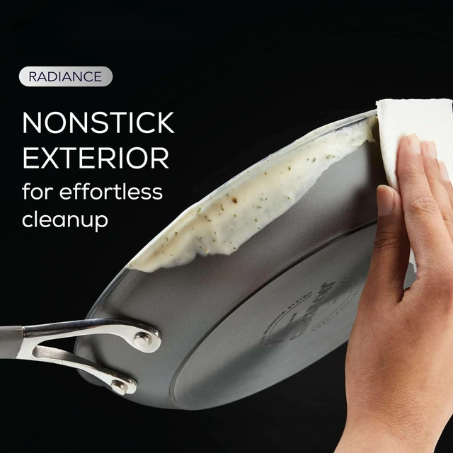 Alt view image 5 of 7 - Radiance Hard Anodized Nonstick Frying Pan Set, 3-Piece, Gray | Nonstick frying pan set - 8.5", 10" & 12.25" pans, oven safe 400°F, dishwasher safe, dual-riveted stainless steel handles