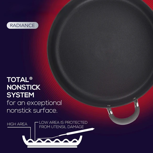 Alt view image 7 of 7 - Radiance Hard Anodized Nonstick Frying Pan Set, 3-Piece, Gray | Nonstick frying pan set - 8.5", 10" & 12.25" pans, oven safe 400°F, dishwasher safe, dual-riveted stainless steel handles