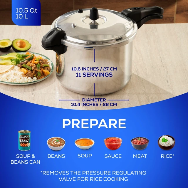 Alt view image 2 of 6 - (10.5 Qt / 10 L) Olla de Presion, Aluminum Pressure Pot | 6 Safety Systems, 11-Serving Stovetop Cooker, Pressure Cooker made in Colombia with a 25-Year Warranty