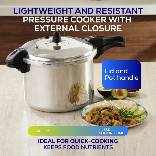 Alt view image 3 of 6 - (10.5 Qt / 10 L) Olla de Presion, Aluminum Pressure Pot | 6 Safety Systems, 11-Serving Stovetop Cooker, Pressure Cooker made in Colombia with a 25-Year Warranty