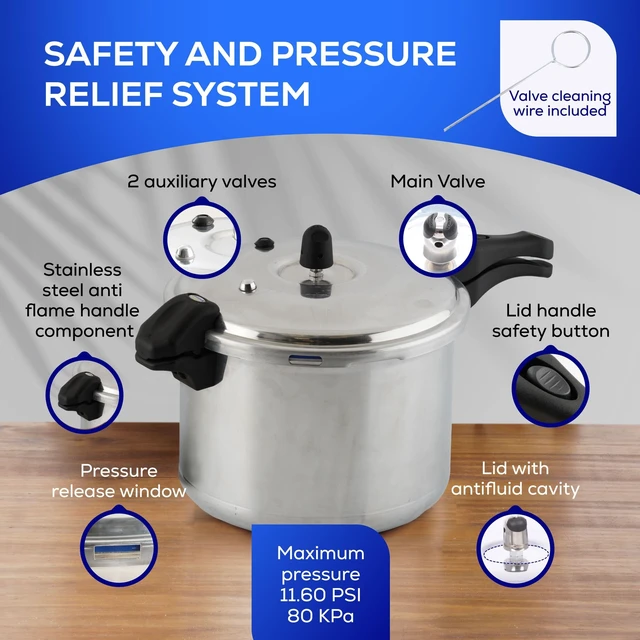Alt view image 4 of 6 - (10.5 Qt / 10 L) Olla de Presion, Aluminum Pressure Pot | 6 Safety Systems, 11-Serving Stovetop Cooker, Pressure Cooker made in Colombia with a 25-Year Warranty