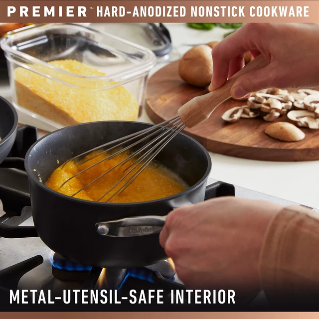 Alt view image 3 of 7 - Premier Hard-Anodized Nonstick Sauce Pan with Lid, 3.5 Quart | MineralShield Technology Cookware with Non-Stick Surface Dishwasher & Oven Safe