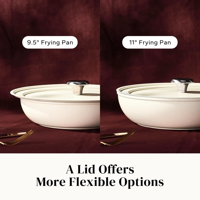 Alt view image 3 of 7 - Ceramic Non Stick Frying Pans Set Nonstick Skillets 8/9.5/11 Inch | 4-Piece Ceramic Cookware Set with Lid PFAS-free Non Toxic Saute Pan, Chef-Grade Cooking Pan Oven Safe Skillet Induction-Ready