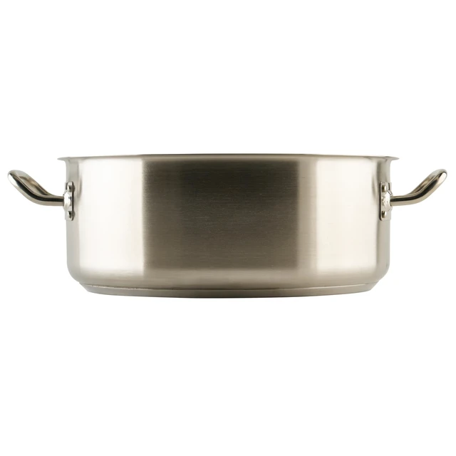 Alt view image 4 of 7 - Winco 15 qt Stainless Steel Brazier Pan with Lid | Flat bottom, Wide base, Riveted handles, Induction safe, Great for Braising, Simmering, Batch Cooking and Restaurant Kitchens