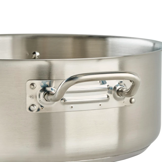 Alt view image 5 of 7 - Winco 15 qt Stainless Steel Brazier Pan with Lid | Flat bottom, Wide base, Riveted handles, Induction safe, Great for Braising, Simmering, Batch Cooking and Restaurant Kitchens
