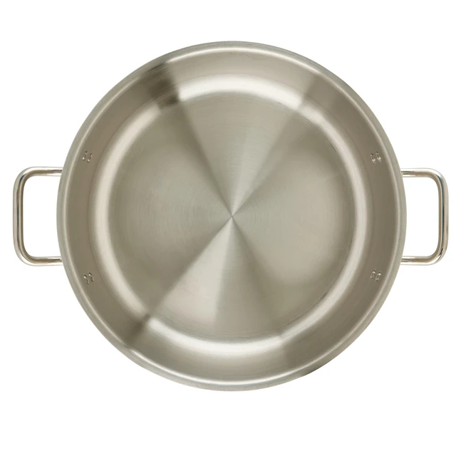 Alt view image 7 of 7 - Winco 15 qt Stainless Steel Brazier Pan with Lid | Flat bottom, Wide base, Riveted handles, Induction safe, Great for Braising, Simmering, Batch Cooking and Restaurant Kitchens