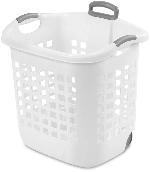 Main image of 1.75 Bushel Ultra Wheeled Laundry Basket, Handle and Wheels for Easy Rolling of Clothes to and from the Laundry Room, Plastic, White, 4-Pack