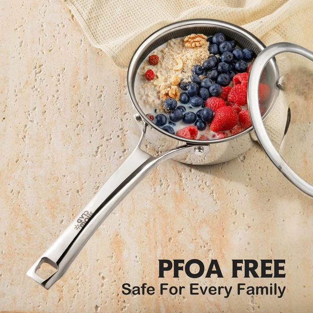 Alt view image 3 of 6 - Sauce pan with lid,1.5 Quart & 2.5 Quart & 3.5 Quart Hybrid Nonstick Sauce pans set, Stainless Steel Butter Warmer cookware,non stick Pots PFOA Free, Ceramic and Gas Cooktops