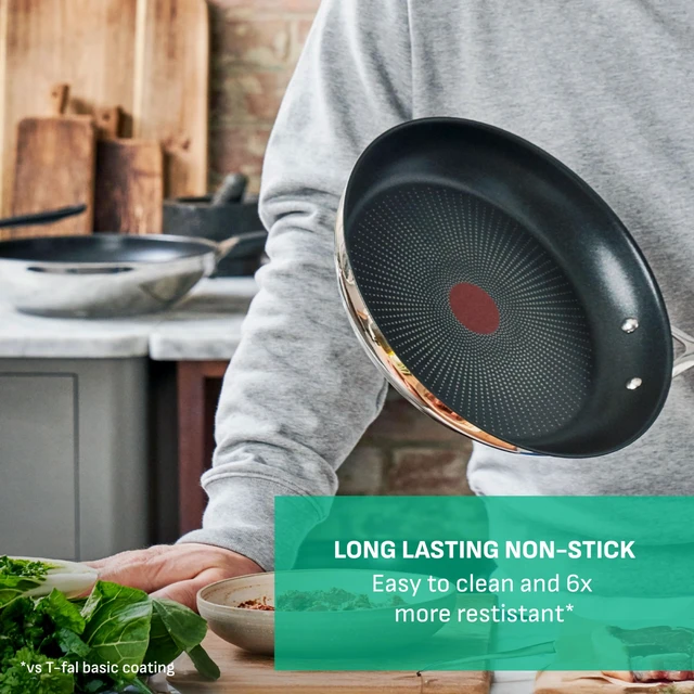Alt view image 2 of 7 - x Jamie Oliver Nonstick Coated Stainless Steel Pans 8", 9.5" & 11", Frypan Set Induction Compatible, Oven Safe up to 500°F, Chef's Stainless Steel Skillet, Frying Pan, Silver