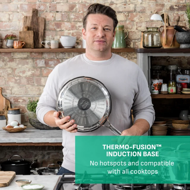 Alt view image 4 of 7 - x Jamie Oliver Nonstick Coated Stainless Steel Pans 8", 9.5" & 11", Frypan Set Induction Compatible, Oven Safe up to 500°F, Chef's Stainless Steel Skillet, Frying Pan, Silver