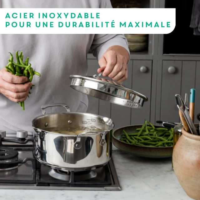 Alt view image 7 of 7 - x Jamie Oliver Nonstick Coated Stainless Steel Pans 8", 9.5" & 11", Frypan Set Induction Compatible, Oven Safe up to 500°F, Chef's Stainless Steel Skillet, Frying Pan, Silver