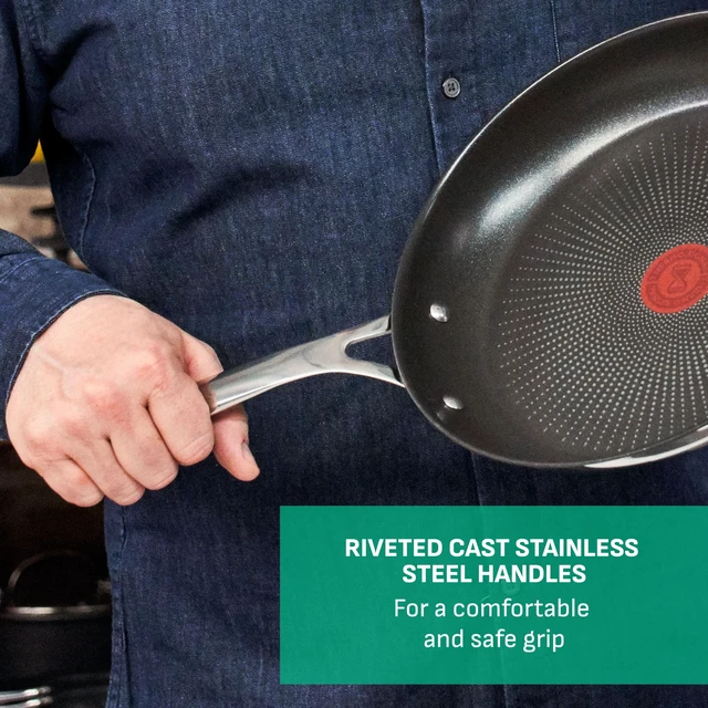 Alt view image 5 of 7 - x Jamie Oliver Nonstick Coated Stainless Steel Pans 8", 9.5" & 11", Frypan Set Induction Compatible, Oven Safe up to 500°F, Chef's Stainless Steel Skillet, Frying Pan, Silver