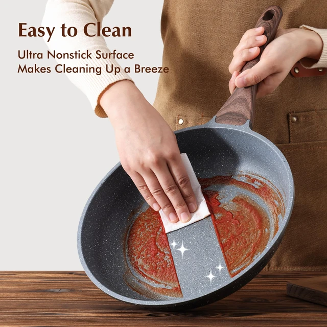 Alt view image 3 of 7 - Nonstick Frying Pans, Grey(9.5+11+12.5 Inch) | Swiss Granite Coating, Free of PFOA&PFOS, Compatible with All Stoves Including Induction Cooktops, Easy to Clean